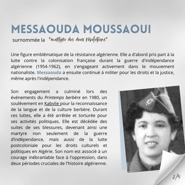 Portrait représentant Messaouda Moussaoui une héroïne algérienne